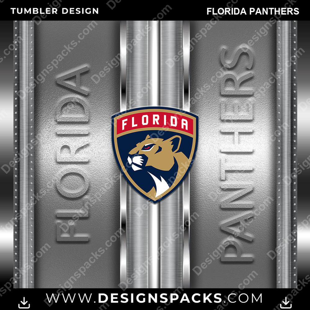 Ice Hockey Metallic Florida Panthers Tumbler Digital Wrap Design