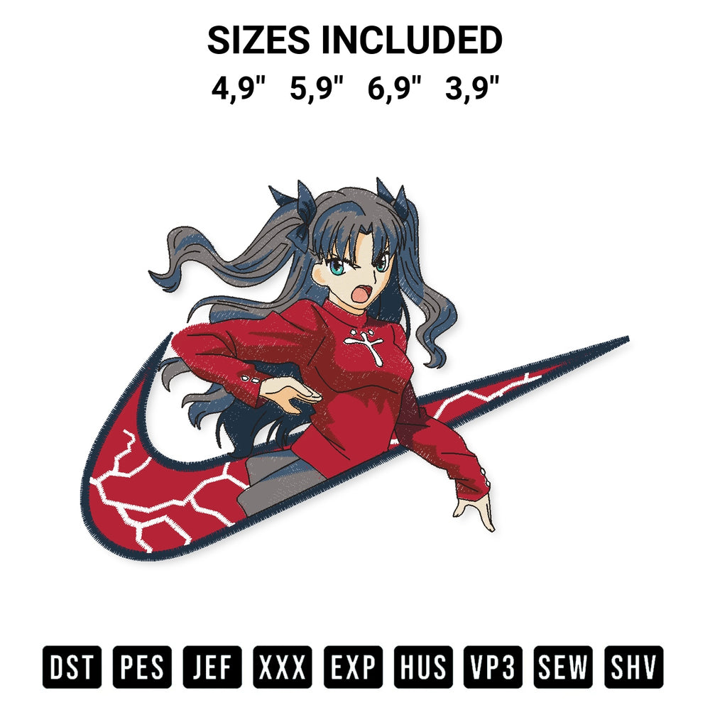 Transform your fabrics with the Tohsaka Rin Fatekaleid Liner Prisma Illya Logo Embroidery Design embroidery design. Instant access to premium digitized patterns at Designspacks.com. Available sizes: 4,9", 5,9", 6,9", 3,9".