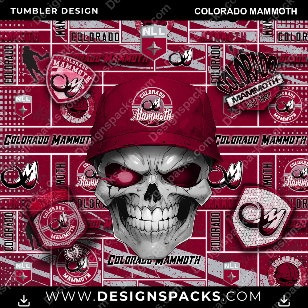 Lacrosse Skull Colorado Mammoth Tumbler Digital Wrap Design