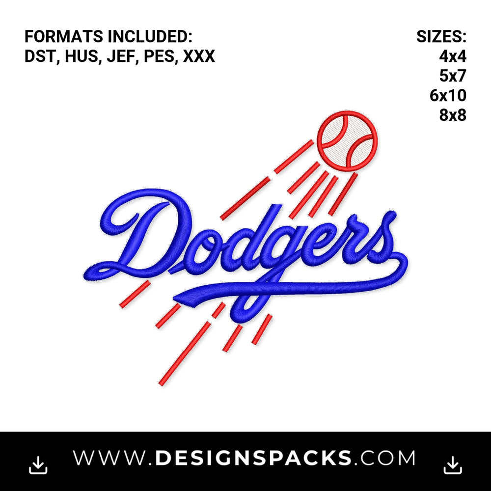 Los Angeles Dodgers Baseball Logo Embroidery Design - Instant digital download pattern at Designspacks.com