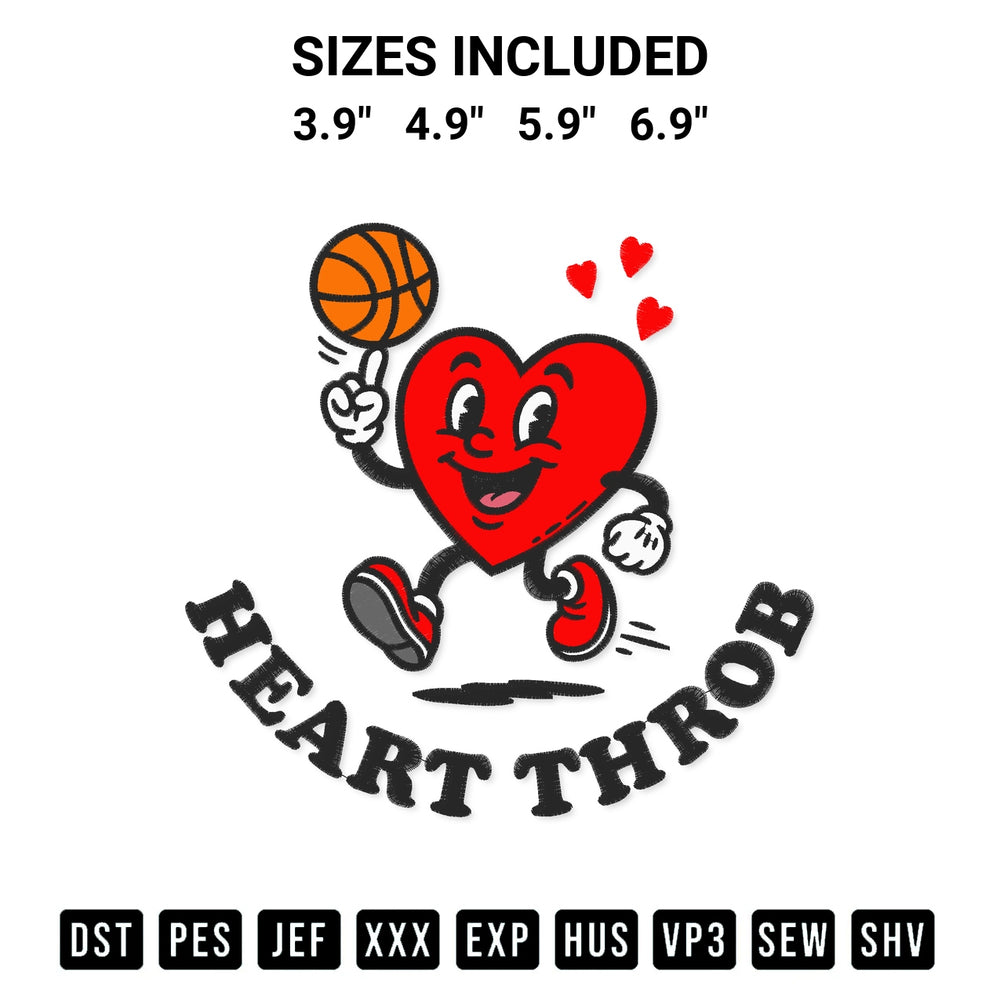 Transform your fabrics with the Heart Throb Heart Playing Basketball Embroidery Design embroidery design. Instant access to premium digitized patterns at Designspacks.com. Available sizes: 3.9", 4.9", 5.9", 6.9".