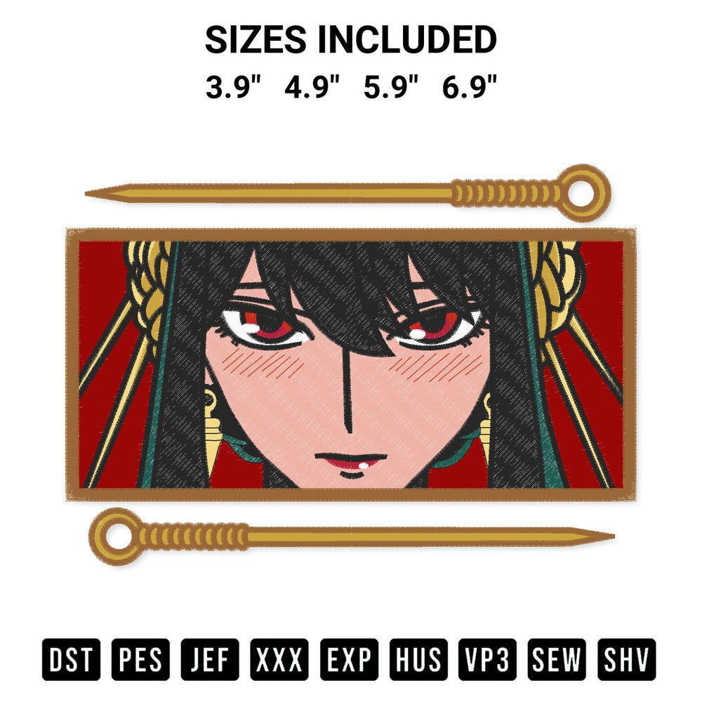 Looking for the perfect pattern? Download the Yor Forger Anime Embroidery Design embroidery design today at Designspacks.com. Crisp, clean stitching guaranteed. Available sizes: 3.9", 4.9", 5.9", 6.9".