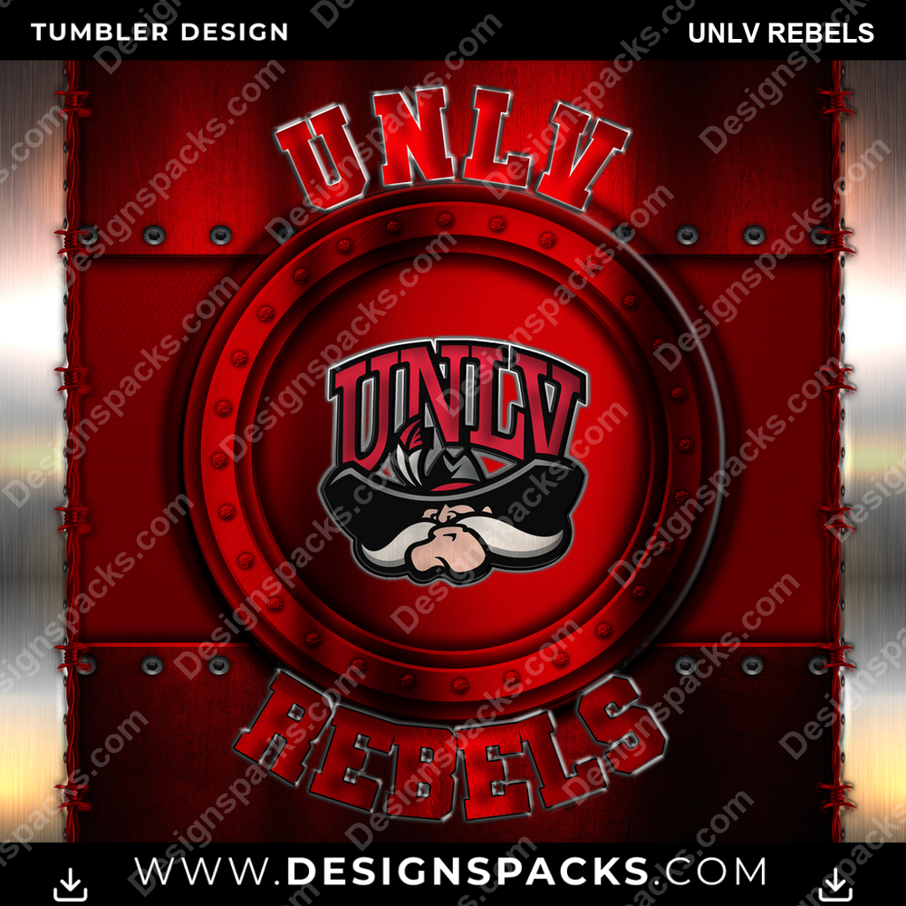 College Sport Metal UNLV Rebels Tumbler Digital Wrap Design
