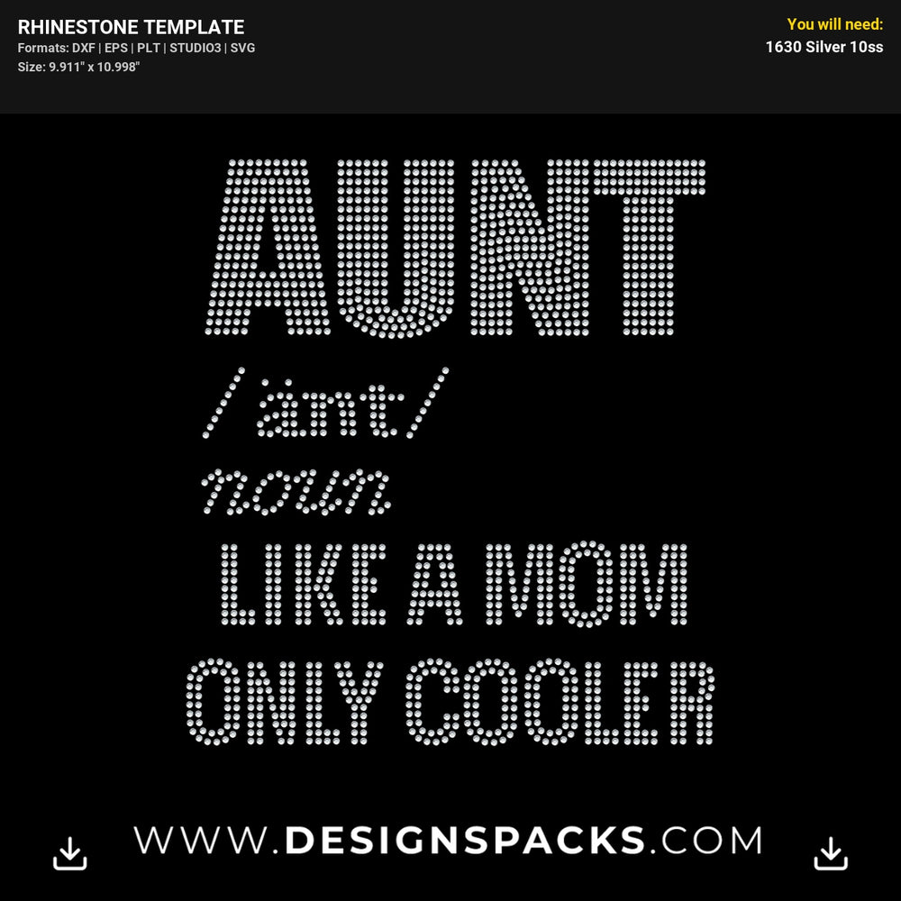 Aunt Life Family Apparel Graphic Rhinestone Digital Template
