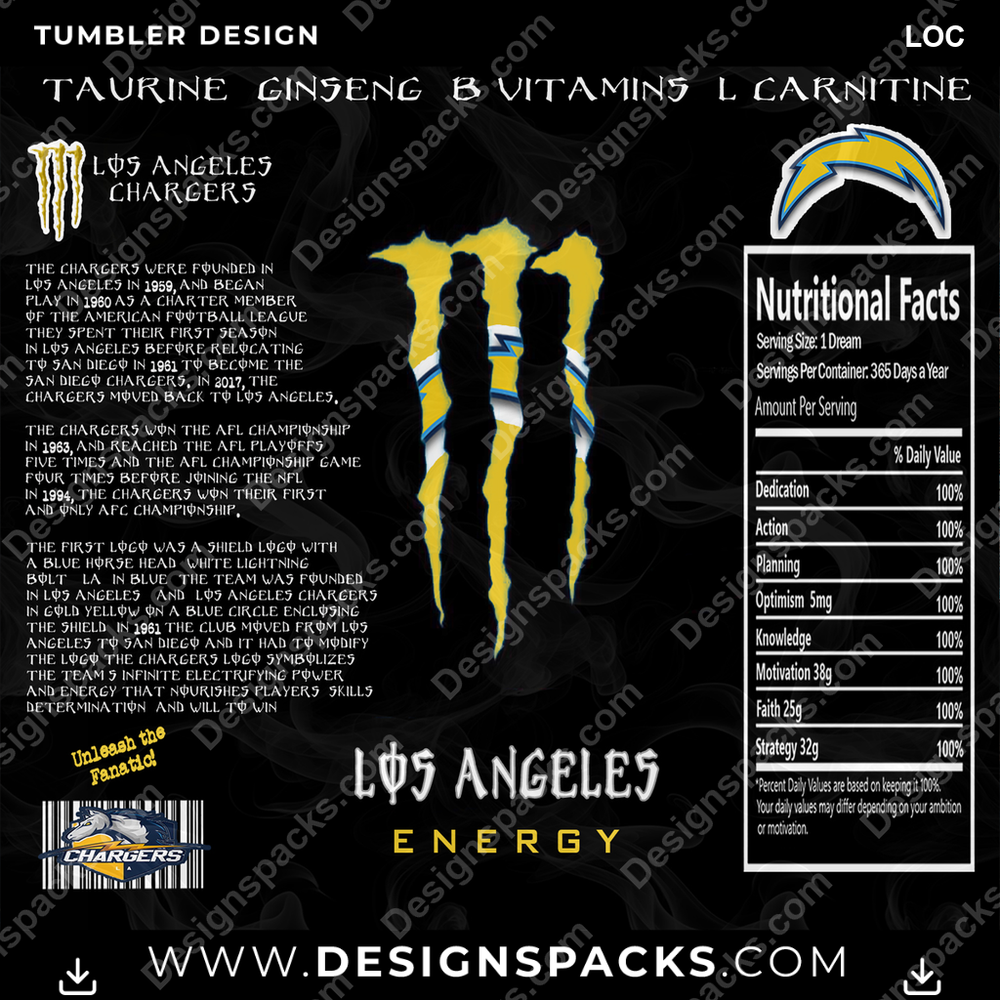Football MONSTER ENERGY LOC NFL Football Tumbler Digital Wrap Design Download