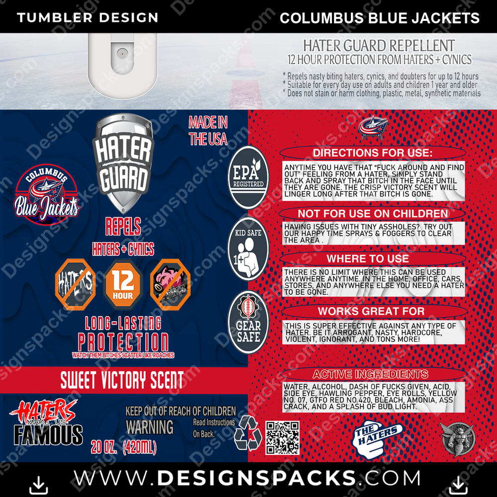 Ice Hockey Hater Guard Columbus Blue Jackets NHL Hockey Tumbler Digital Wrap Design Download