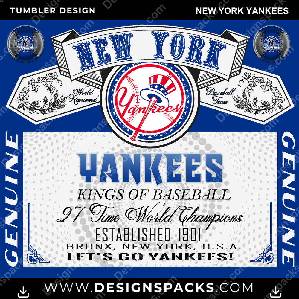 Baseball Bud New York Yankees Tumbler Digital Wrap Design