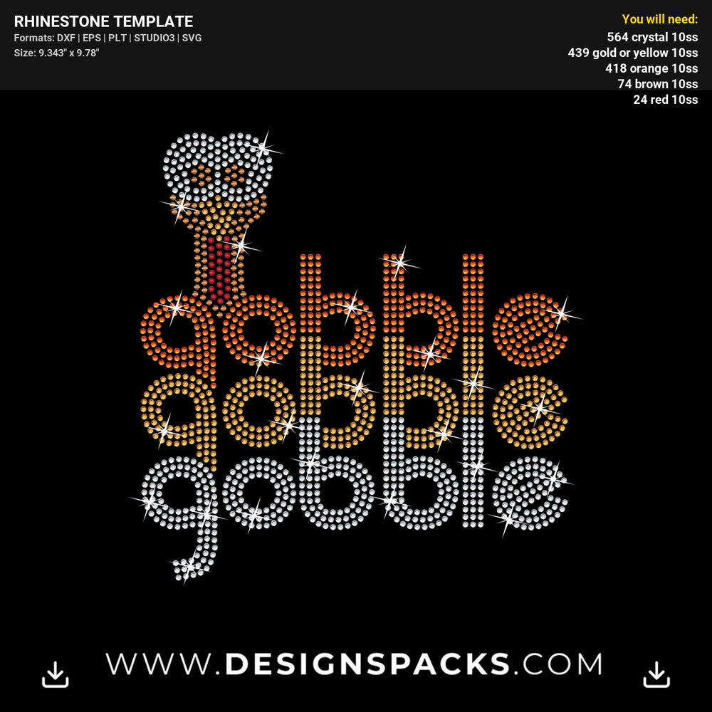 Gobble Rhinestone Digital Template