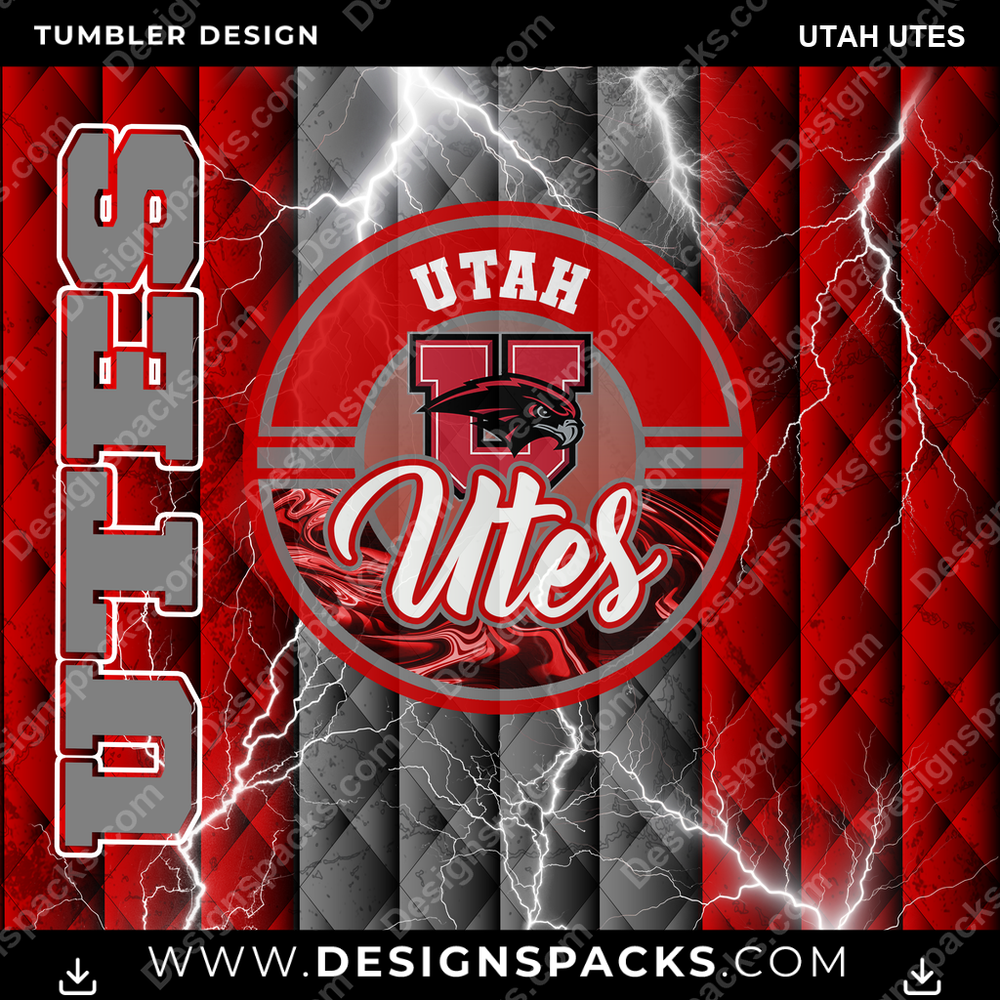 College Sport Diamond Utah Utes Tumbler Digital Wrap Design