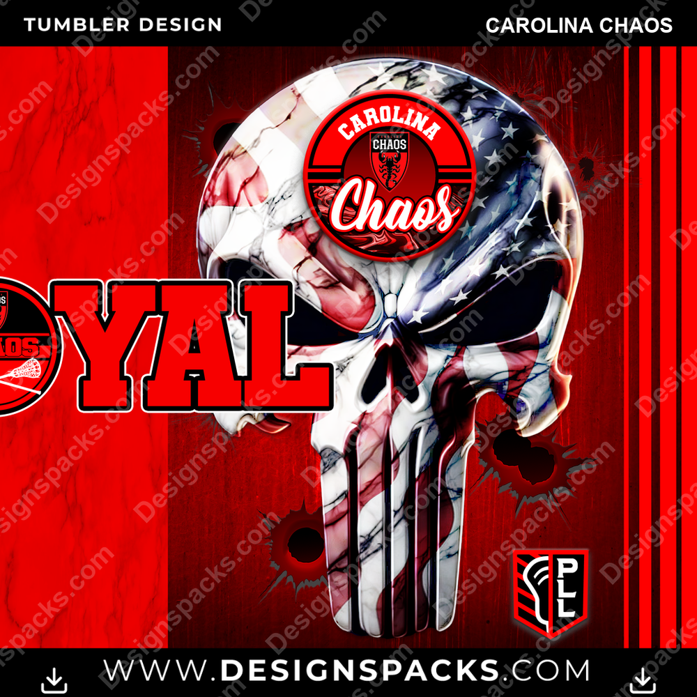 Lacrosse Loyal Carolina Chaos Tumbler Digital Wrap Design