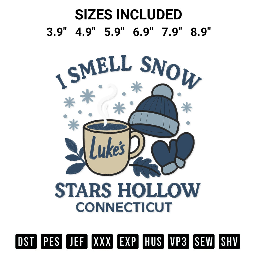 Get the I Smell Snow Stars Hollow Connecticut Embroidery Design embroidery design for your custom crafts! Premium digitized files available for instant download at Designspacks.com. Available sizes: 3.9", 4.9", 5.9", 6.9", 7.9", 8.9".