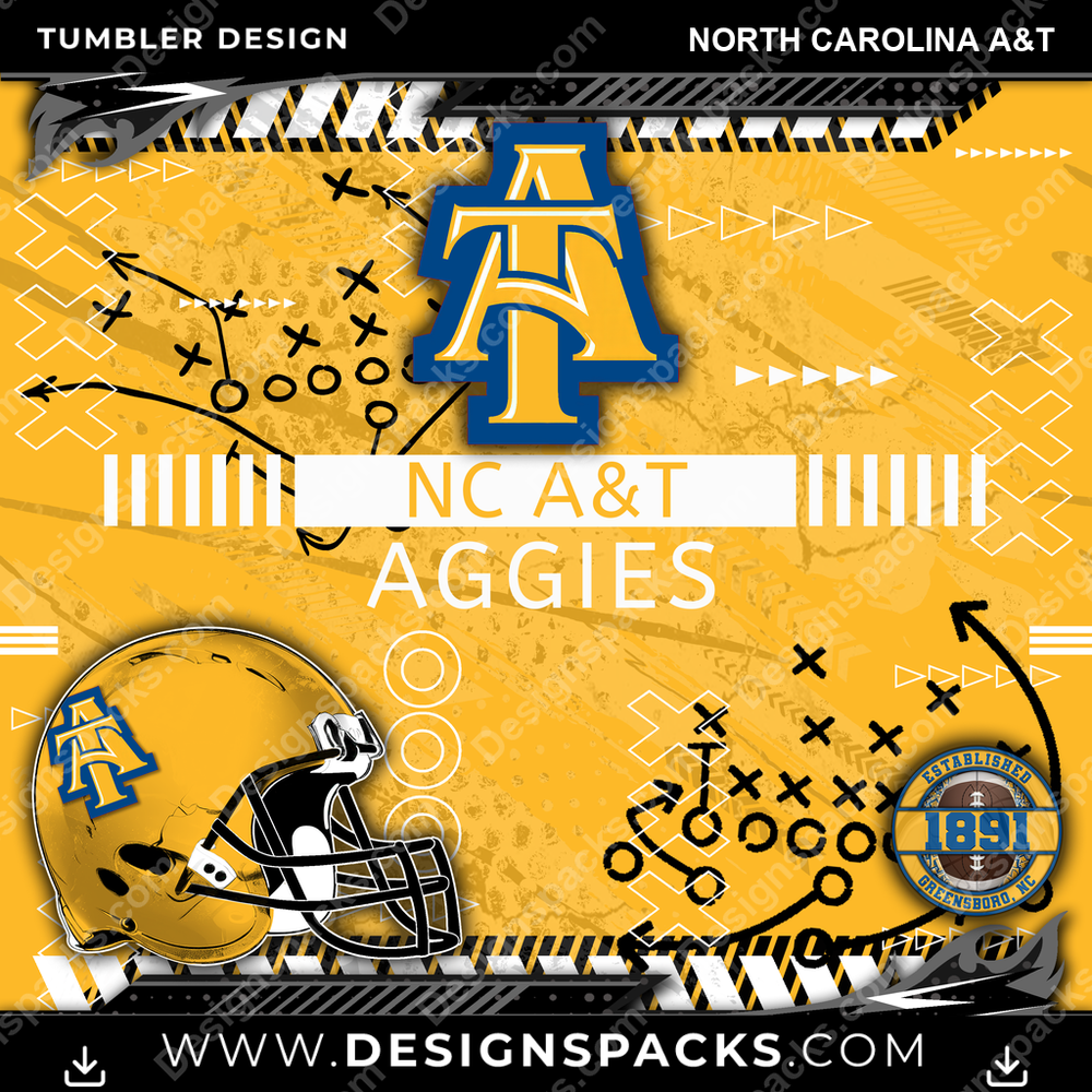 College Sport Xs & Os North Carolina A&T Tumbler Digital Wrap Design