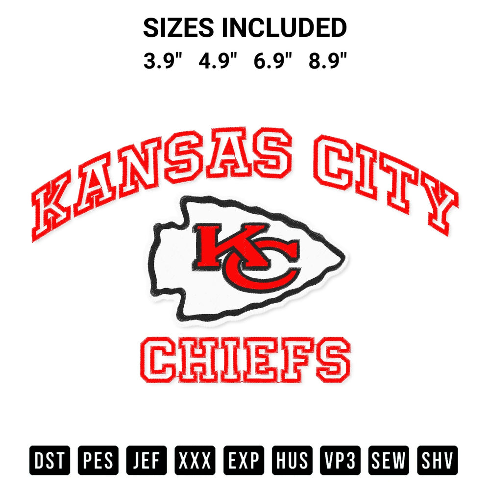 Elevate your next project with our Nfl Kansas City Chiefs Football Embroidery Design embroidery file. Shop high-quality digital patterns instantly at Designspacks.com. Available sizes: 3.9", 4.9", 6.9", 8.9".
