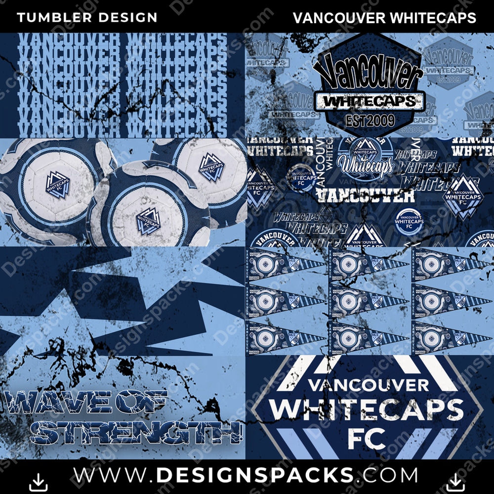 Soccer Distressed BG Vancouver Whitecaps Tumbler Digital Wrap Design