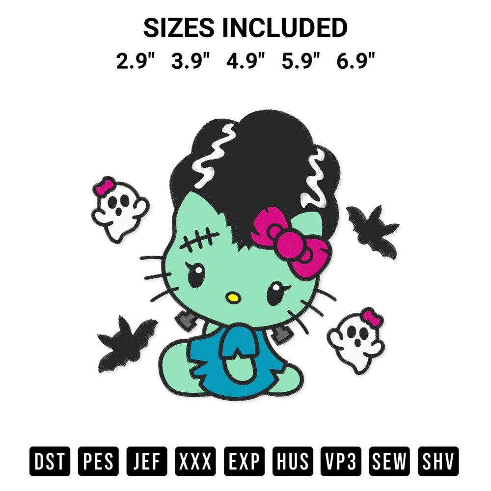 Download the Bride Of Frankenstein Hello Kitty Embroidery Design machine embroidery design exclusively at Designspacks.com. Premium digitized pattern for apparel and DIY crafts. Available sizes: 2.9", 3.9", 4.9", 5.9", 6.9".