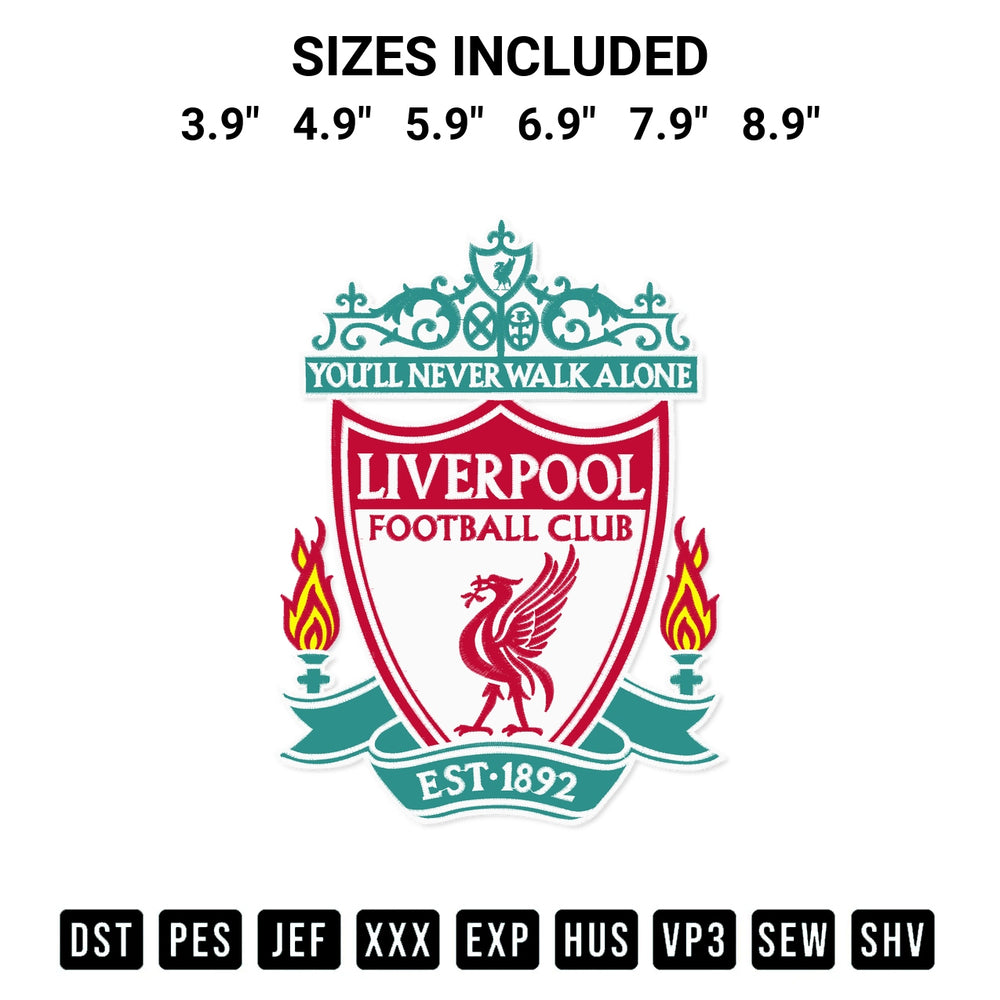 Stitch like a pro with the Fc Liverpool Logo Embroidery Design embroidery pattern from Designspacks.com. High-quality digital machine embroidery file. Available sizes: 3.9", 4.9", 5.9", 6.9", 7.9", 8.9".