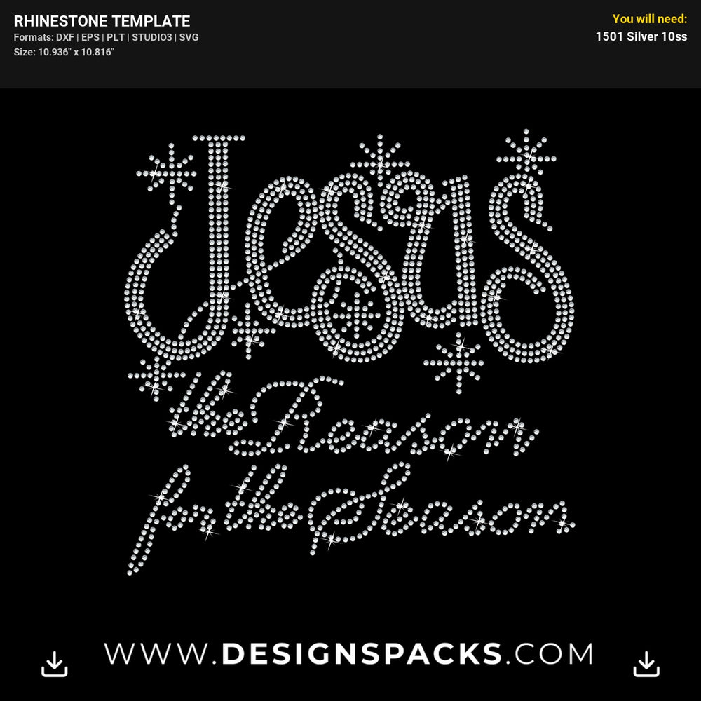 Jesus Season Snowflake Winter Rhinestone Digital Template
