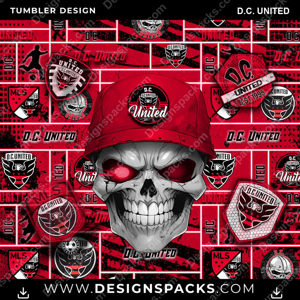 Soccer Skull D.C. United Tumbler Digital Wrap Design