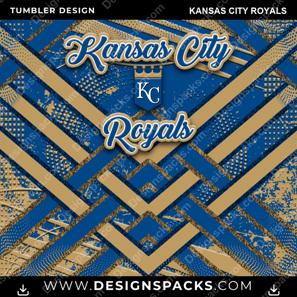 Baseball Glitter Stripe Kansas City Royals Tumbler Digital Wrap Design