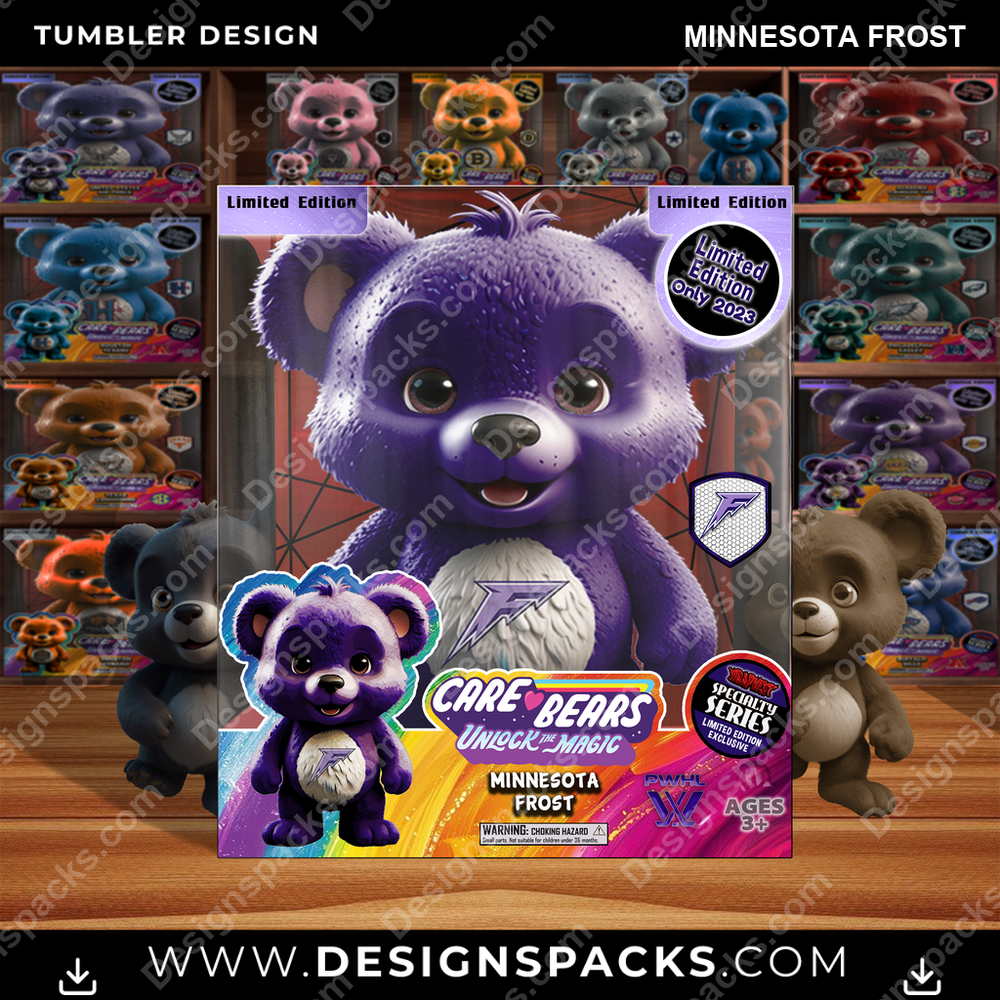 Hockey Care Bear Box Minnesota Frost NHL Hockey Tumbler Digital Wrap Design Download