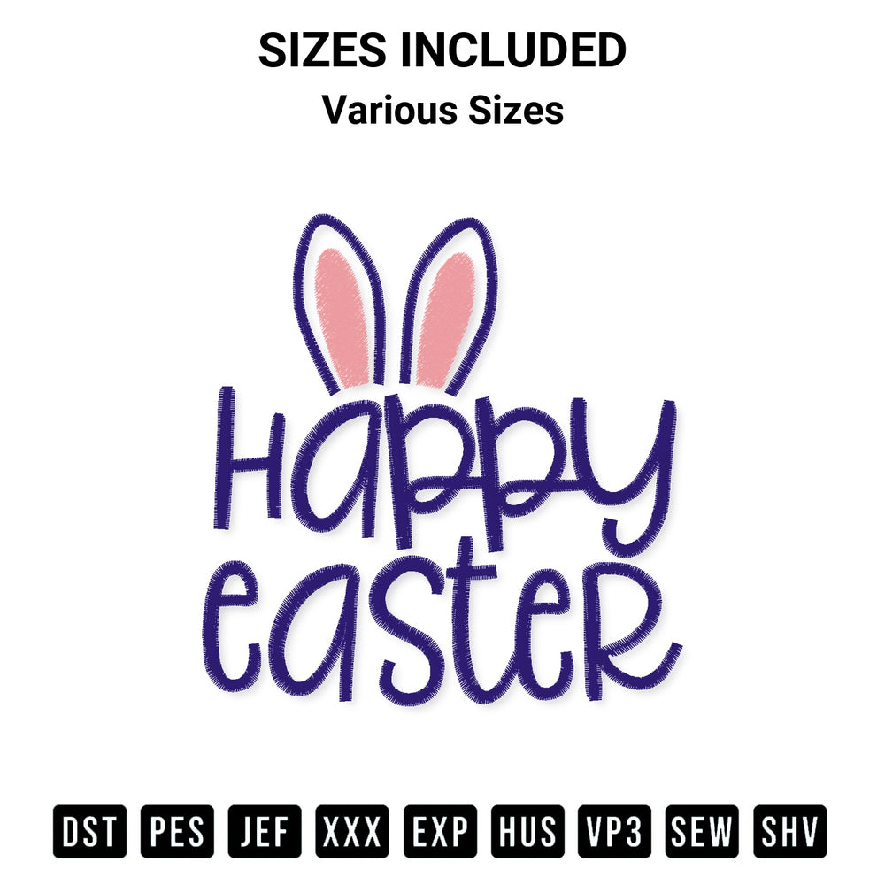 Create amazing crafts with the Happy Easter Embroidery Design embroidery file. High-quality digital download from Designspacks.com, perfect for beginners and pros. Available sizes: Various Sizes.