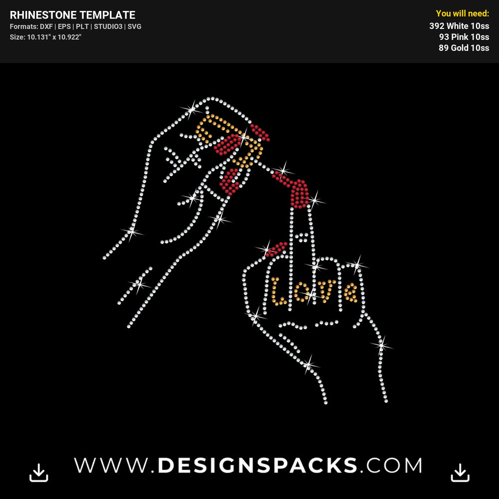 Hands Designed With Rhinestones Nail Polish Love Unique Rhinestone Digital Template