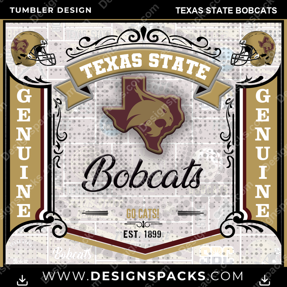 College Sport Bud Texas State Bobcats Tumbler Digital Wrap Design