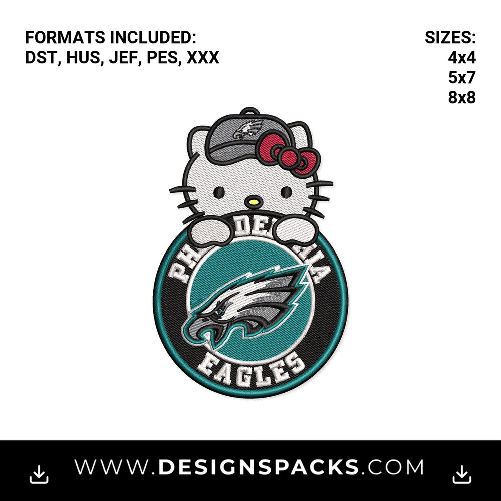 Hello Kitty Philadelphia Eagles Patch Embroidery Design - Instant digital download pattern at Designspacks.com
