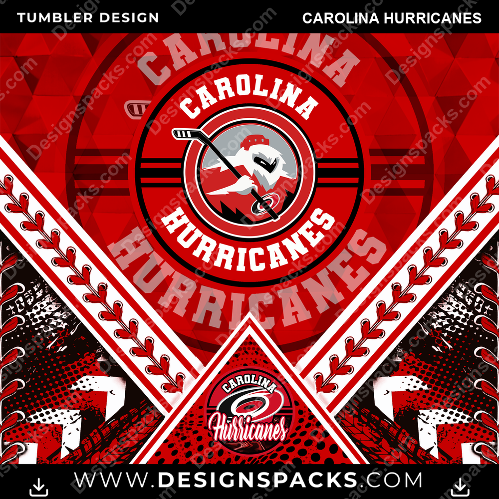 Hockey Diamond Carolina Hurricanes Tumbler Digital Wrap Design