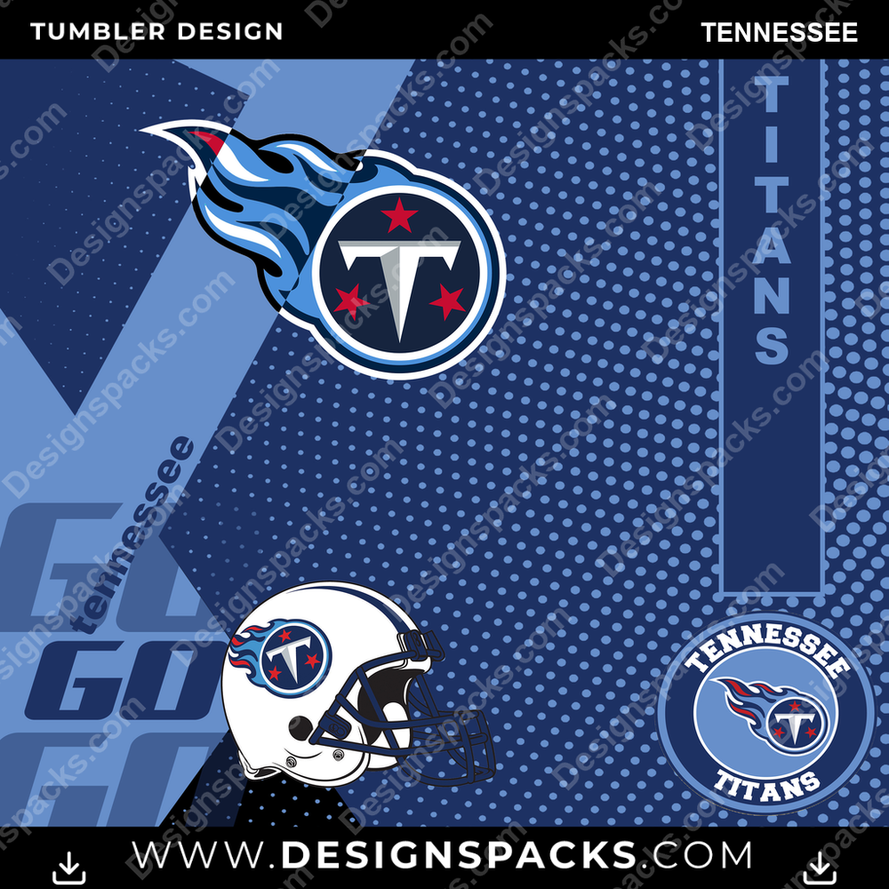 Football GO Tennessee Tumbler Digital Wrap Design
