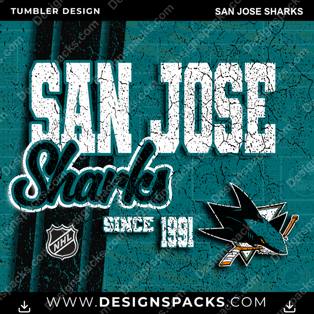 Hockey Grunge San Jose Sharks NHL Hockey Tumbler Digital Wrap Design Download