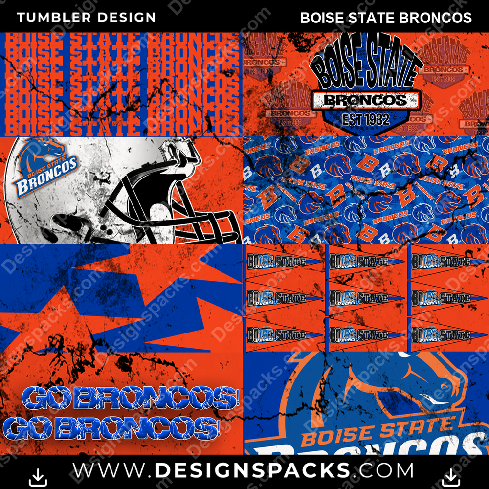 College Sport Distressed BG Boise State Broncos NCAA College Sport Tumbler Digital Wrap Design Download
