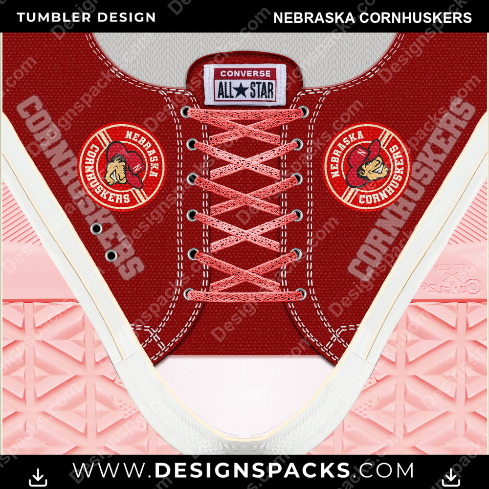 College Sport Converse Nebraska Cornhuskers Tumbler Digital Wrap Design