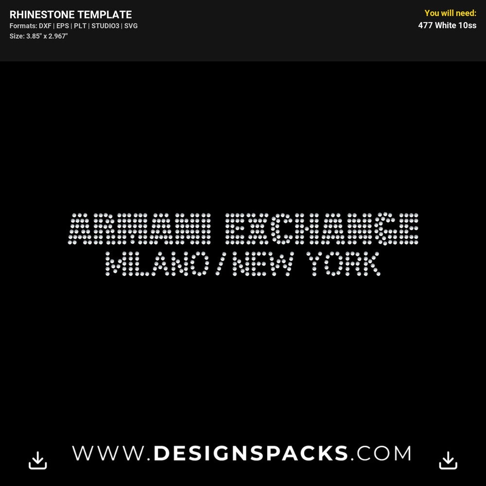 Armani Exchange Milano New York Rhinestone Digital Template