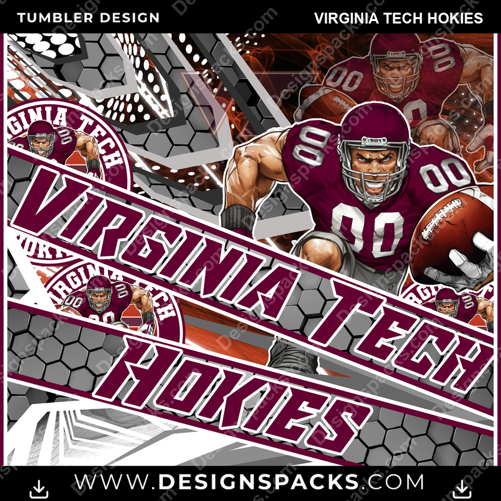 College Sport Fathead Virginia Tech Hokies NCAA College Sport Tumbler Digital Wrap Design Download