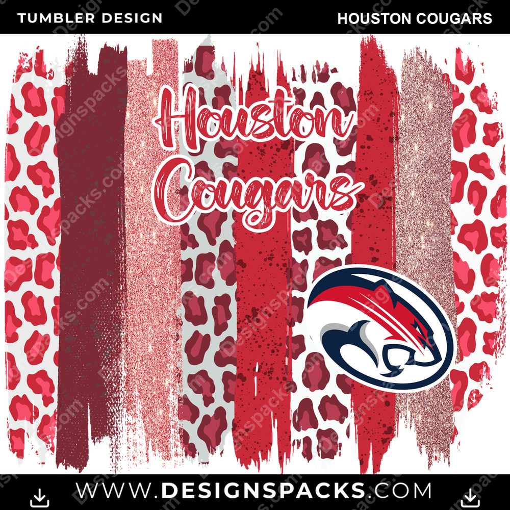 College Sport Brush Strokes Houston Cougars NCAA College Sport Tumbler Digital Wrap Design Download