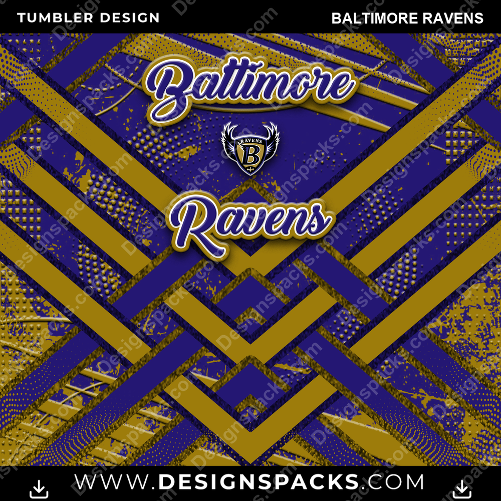 Football Glitter Stripe Baltimore Ravens Tumbler Digital Wrap Design