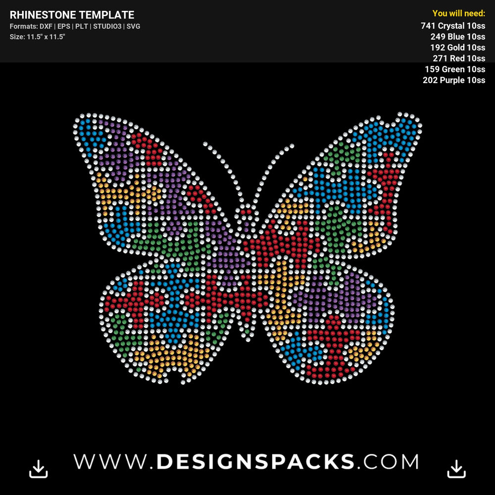 Butterfly Puzzle Pattern Rhinestone Digital Template