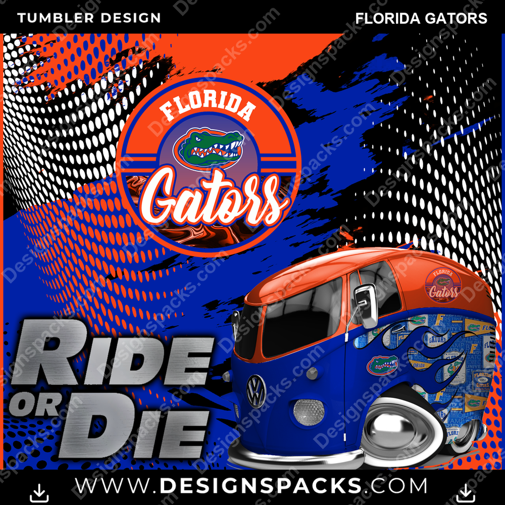 College Sport Ride or Die Florida Gators NCAA College Sport Tumbler Digital Wrap Design Download