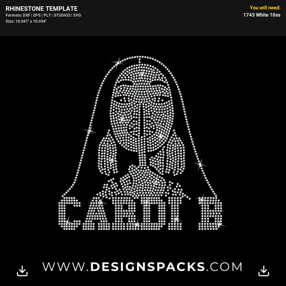Cardi B Middle Finger Rhinestone Digital Template