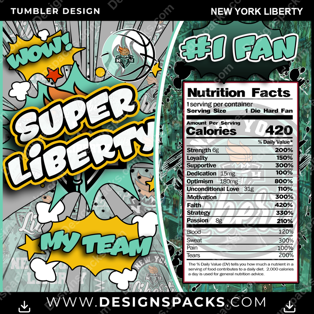 Basketball Super Team New York Liberty NBA Basketball Tumbler Digital Wrap Design Download