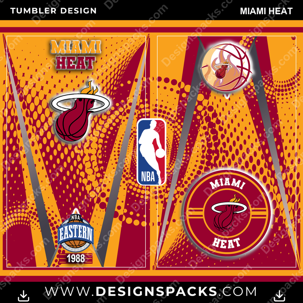 Basketball Team Logo Miami Heat Tumbler Digital Wrap Design