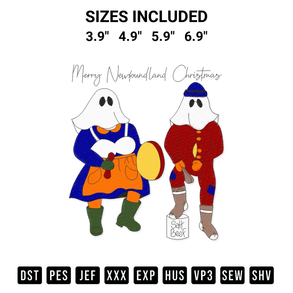 Add a unique touch to your apparel with the Merry Newfoundland Christmas Embroidery Design embroidery file. Premium instant download available now on Designspacks.com. Available sizes: 3.9", 4.9", 5.9", 6.9".
