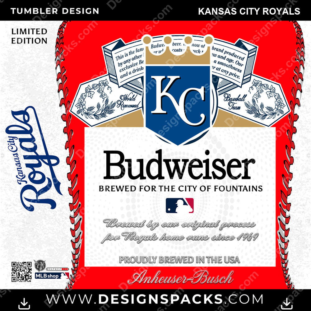 Baseball Bud Kansas City Royals Tumbler Digital Wrap Design
