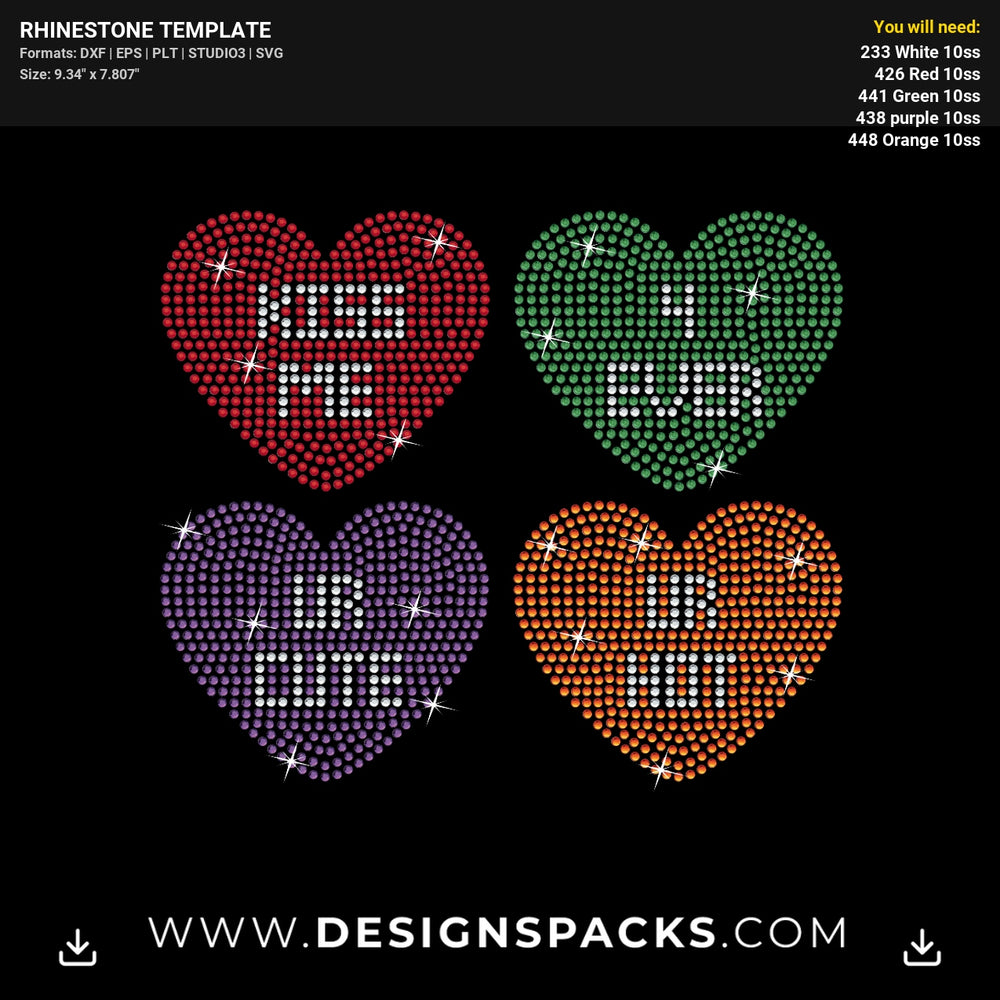 Candy Heart 4 Ever Rhinestone Digital Template