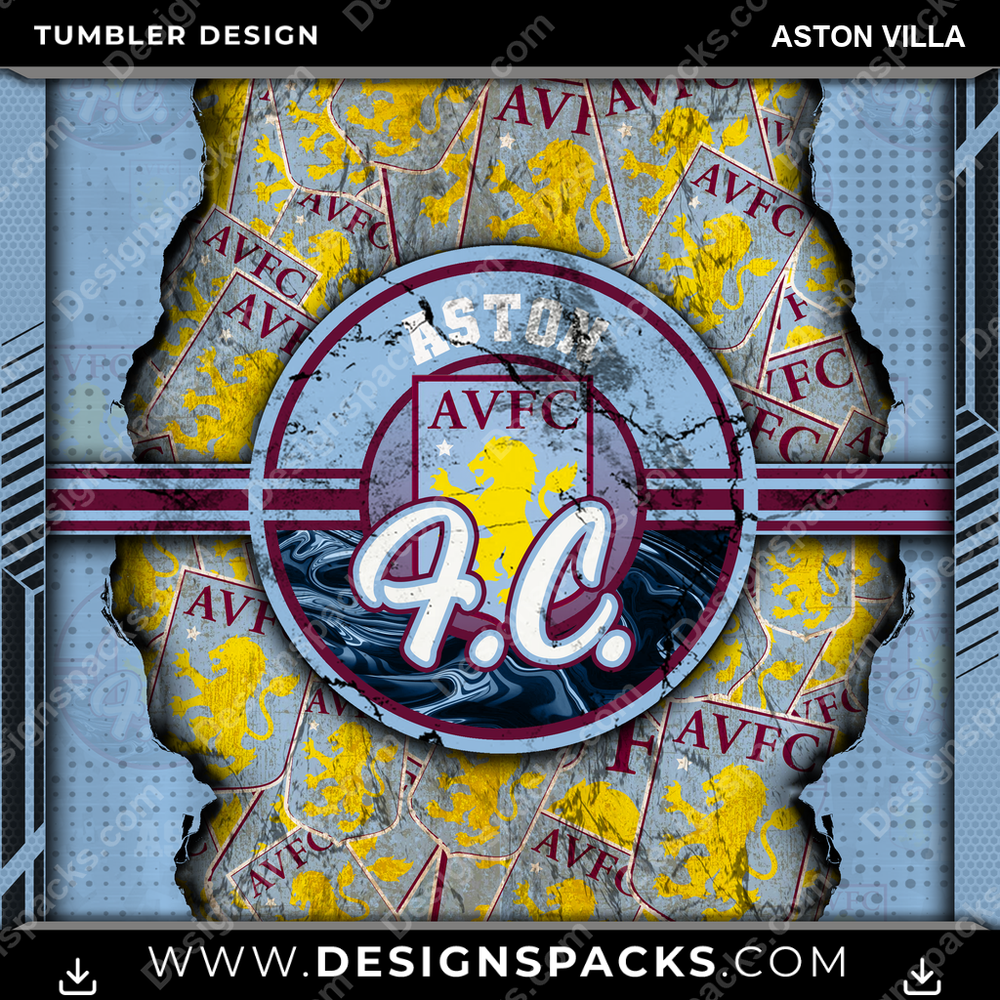 Soccer UK Ripped Aston Villa Tumbler Digital Wrap Design