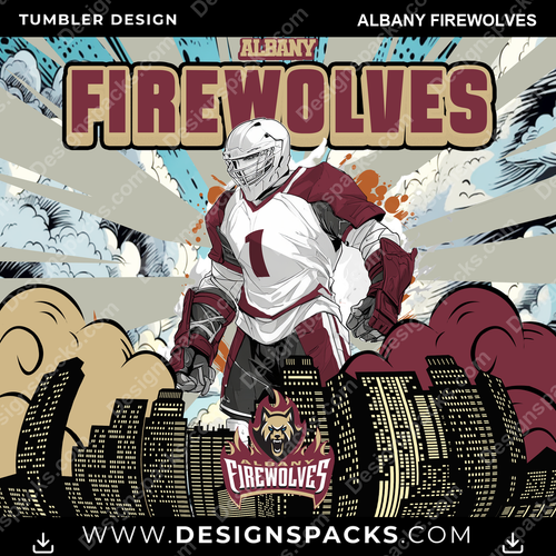 Lacrosse Comic Cover Albany FireWolves Tumbler Digital Wrap Design