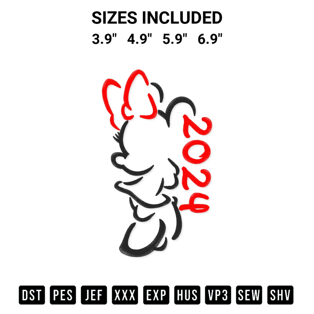 Looking for the perfect pattern? Download the Minnie 2024 Embroidery Design embroidery design today at Designspacks.com. Crisp, clean stitching guaranteed. Available sizes: 3.9", 4.9", 5.9", 6.9".