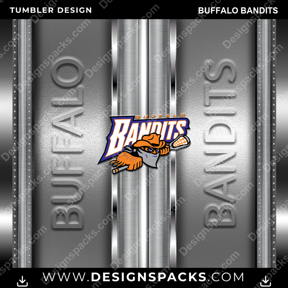 Lacrosse Metallic Buffalo Bandits Tumbler Digital Wrap Design