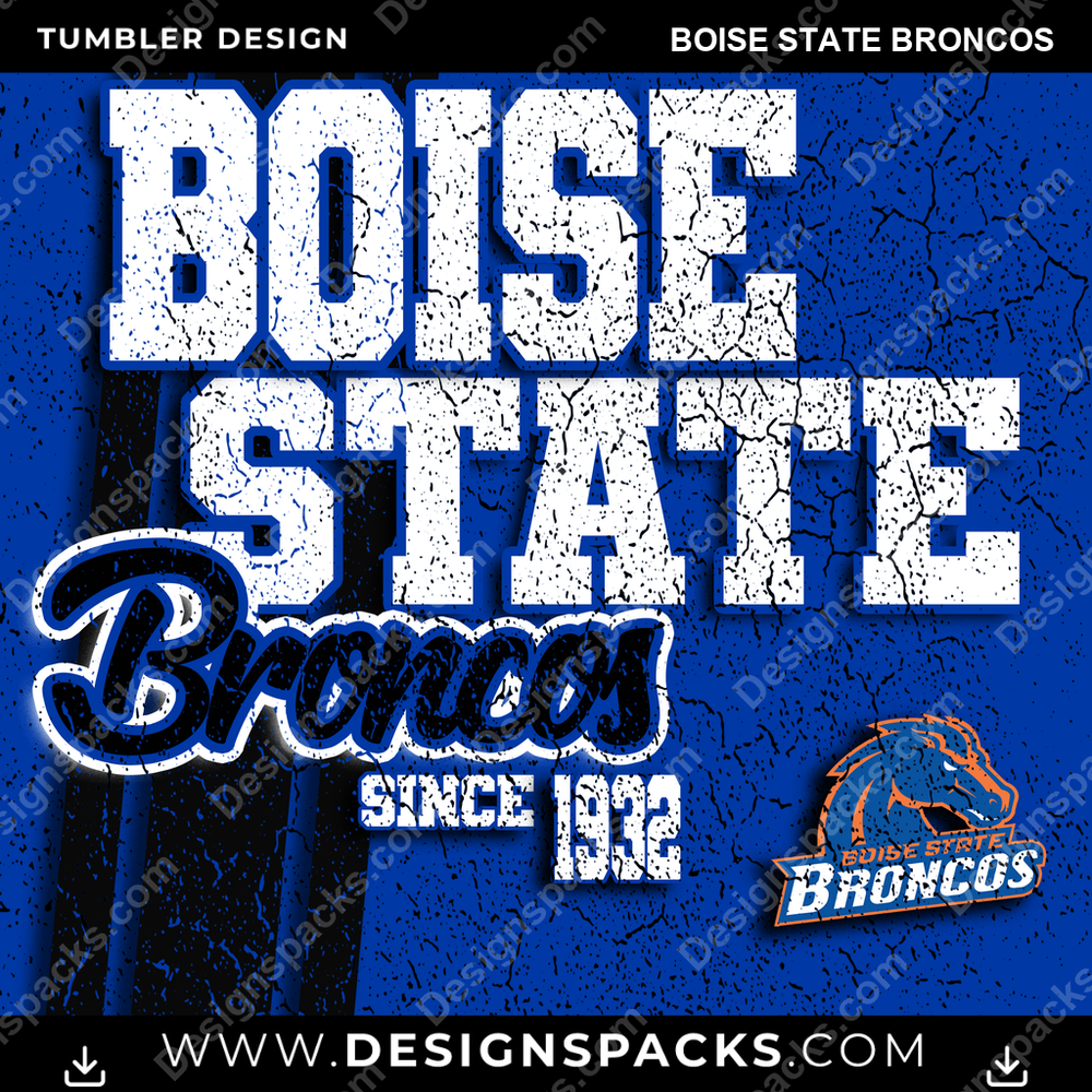 College Sport Grunge Boise State Broncos NCAA College Sport Tumbler Digital Wrap Design Download
